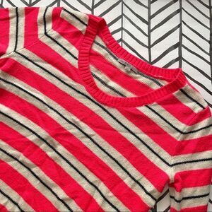 Gap Striped Crewneck Sweater Knit Pink White Black
